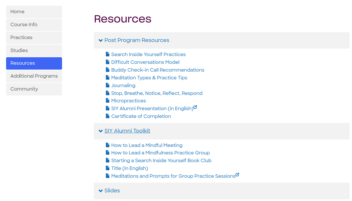 Screenshot of Resources Panel